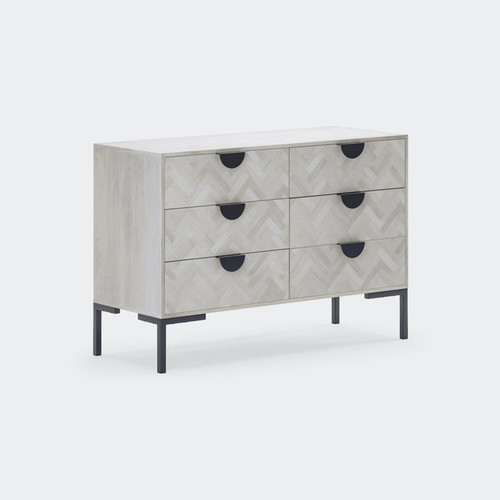 Chest of six drawers made of solid mango wood and carbon steel - INMARWAR