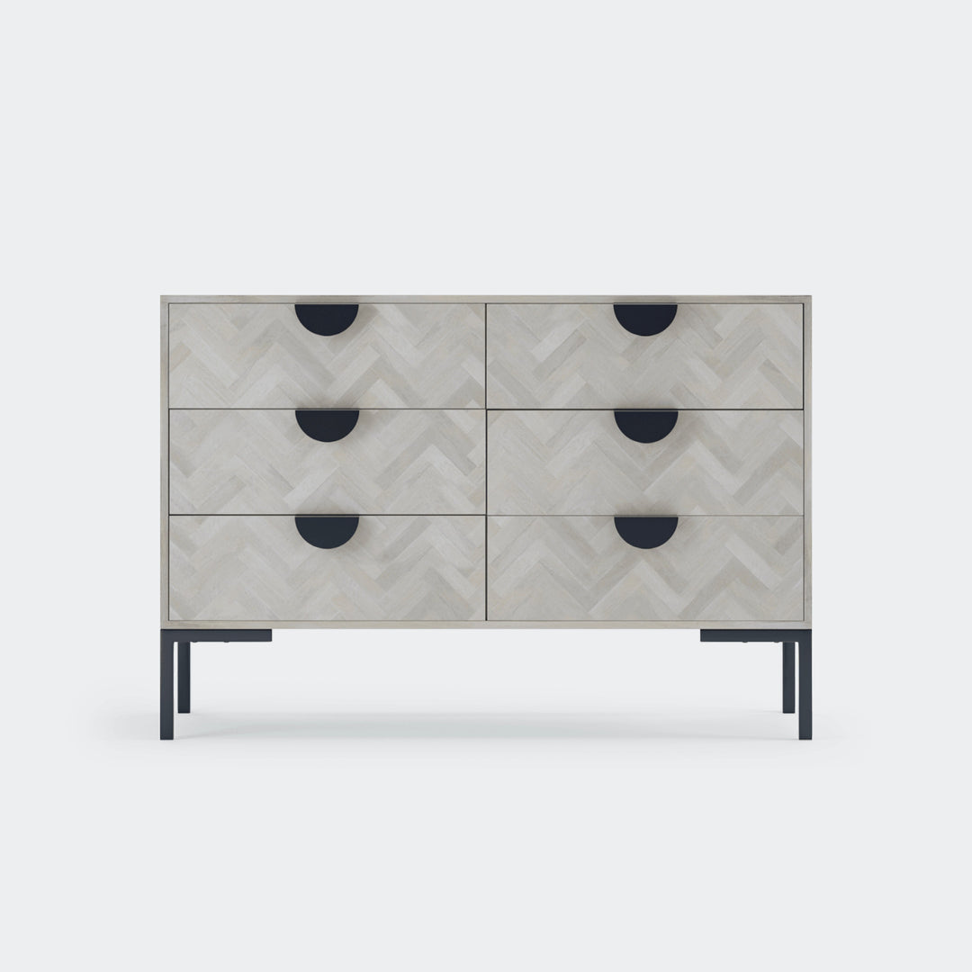 Chest of six drawers made of solid mango wood and carbon steel - INMARWAR