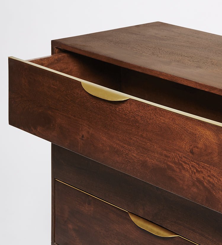 Chest of three drawers made of solid mango wood and carbon steel - INMARWAR