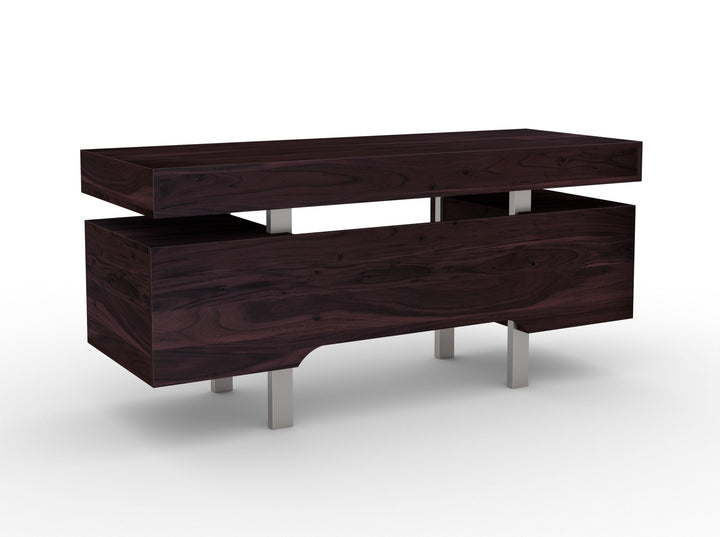 Desk with four drawers and two door made of solid acacia wood and carbon steel - INMARWAR