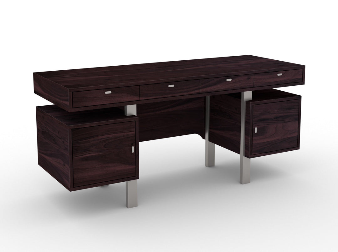 Desk with four drawers and two door made of solid acacia wood and carbon steel - INMARWAR