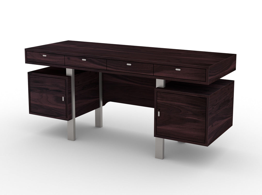 Desk with four drawers and two door made of solid acacia wood and carbon steel - INMARWAR