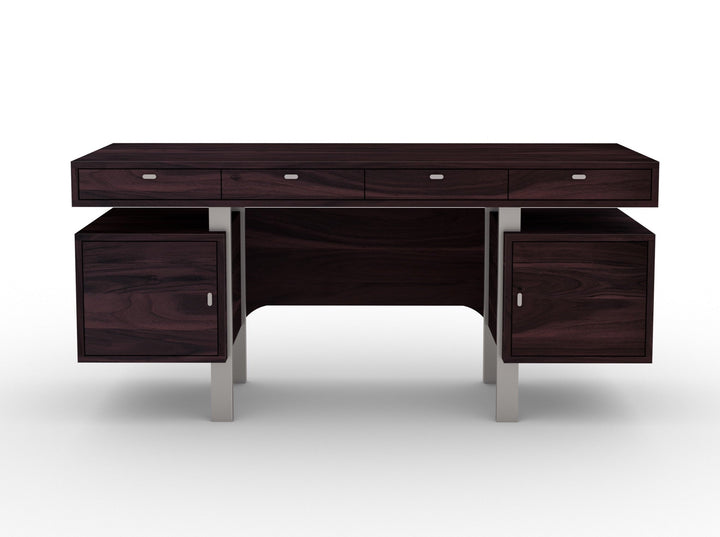 Desk with four drawers and two door made of solid acacia wood and carbon steel - INMARWAR