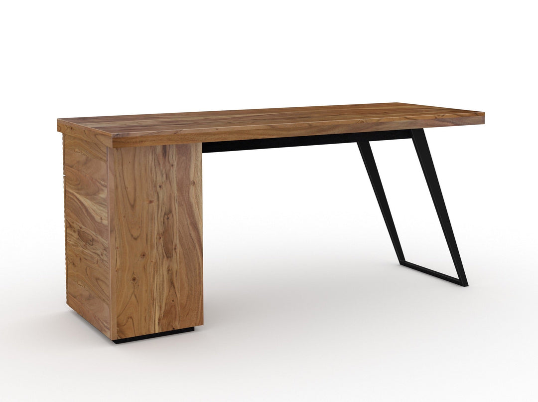 Desk with one door and one drawer made of solid acacia wood and carbon steel - INMARWAR