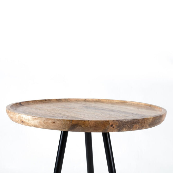 Side table made of solid mango wood and carbon steel - INMARWAR