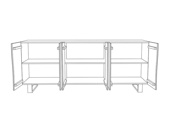 Sideboard with six doors made of solid acacia wood and carbon steel - INMARWAR