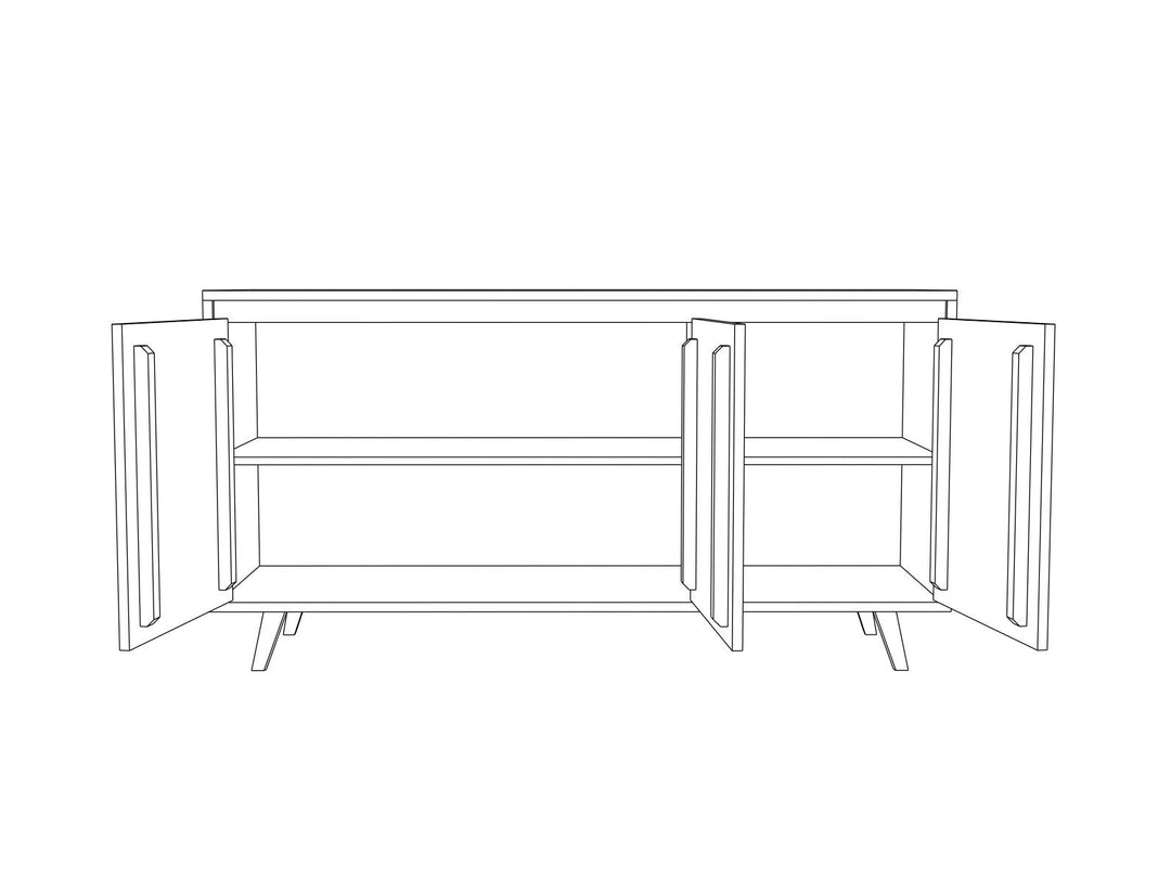 Sideboard with three doors made of solid mango wood - INMARWAR