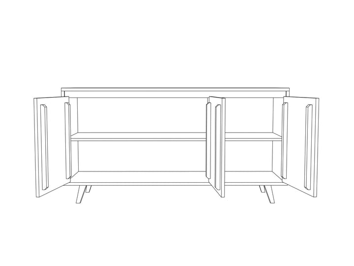 Sideboard with three doors made of solid mango wood - INMARWAR