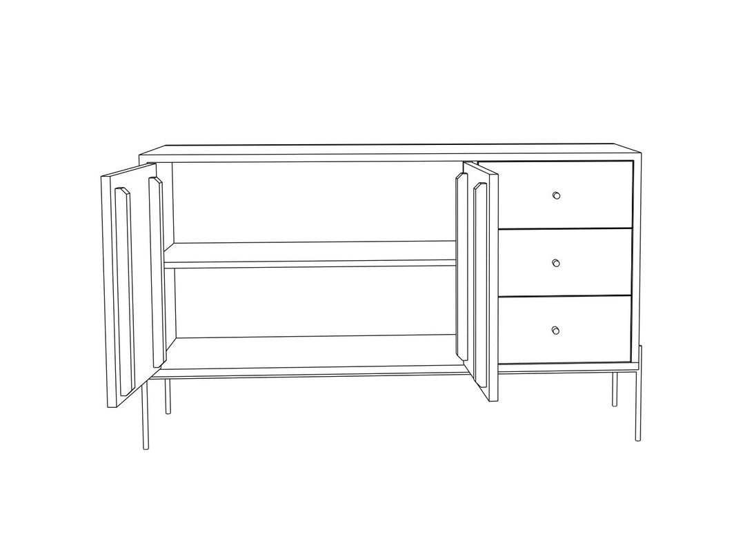 Sideboard with two doors and three drawers made of solid acacia wood and carbon steel - INMARWAR