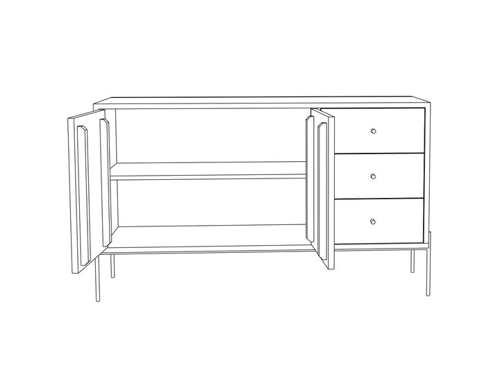 Sideboard with two doors and three drawers made of solid acacia wood and carbon steel - INMARWAR