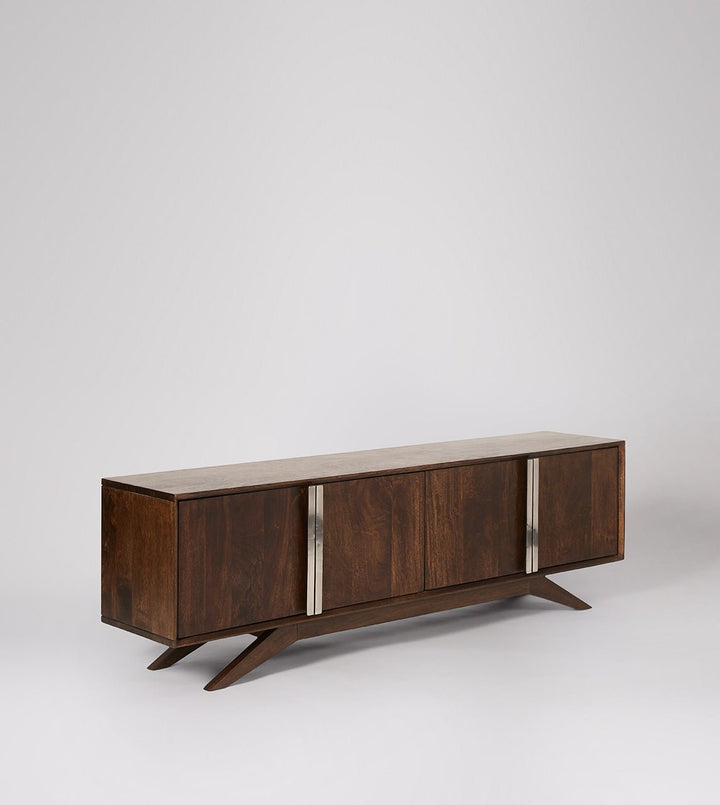 TV unit with four doors made of solid mango wood - INMARWAR