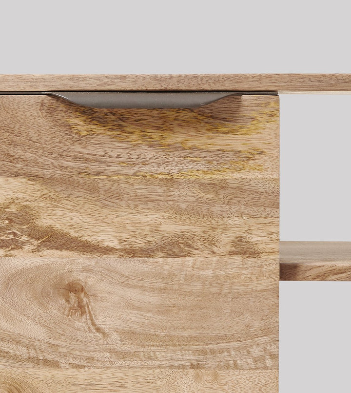 TV unit with two doors made of solid mango wood and carbon steel - INMARWAR