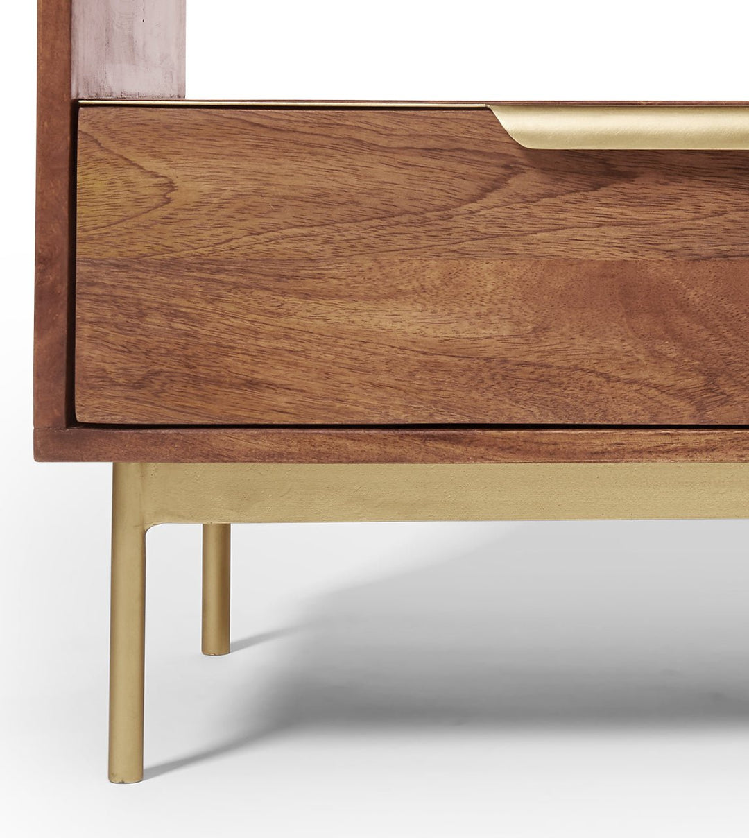 TV unit with two drawers made of solid mango wood and carbon steel - INMARWAR